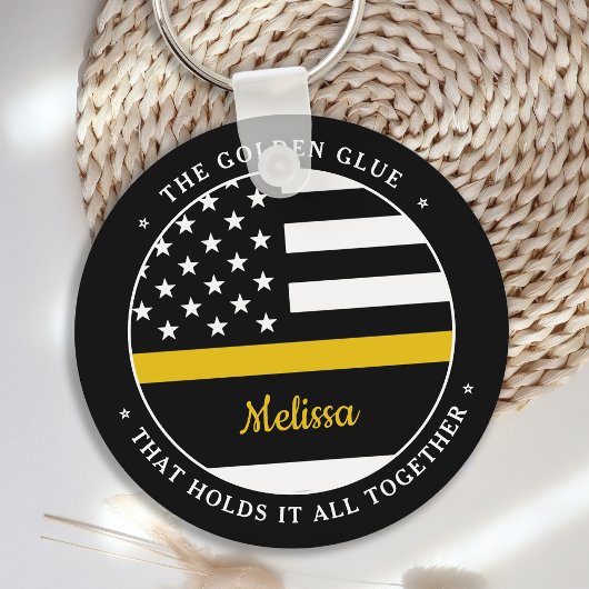 Thin Gold Line Personalized 911 Dispatcher Sleutelhanger