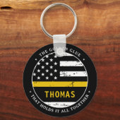 Thin Gold Line Personalized 911 Dispatcher Sleutelhanger (Voorkant)