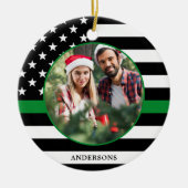 Thin Green Line Aangepast voor militair kerstfeest Keramisch Ornament (Voorkant)