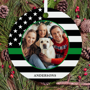 Thin Green Line Aangepast voor militair kerstfeest Metalen Ornament