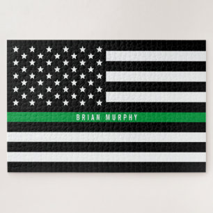 Thin Green Line American Flag militair monogram Legpuzzel