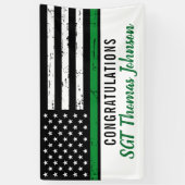 Thin Green Line American Flag Military Retiting Spandoek (Verticaal)