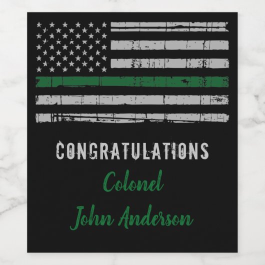 Thin Green Line Army Gefeliciteerd met militaire p Wijn Etiket (Enkel label)