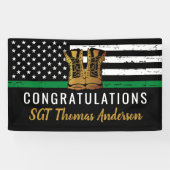 Thin Green Line Custom Army Militaire pensionering Spandoek (Horizontaal)