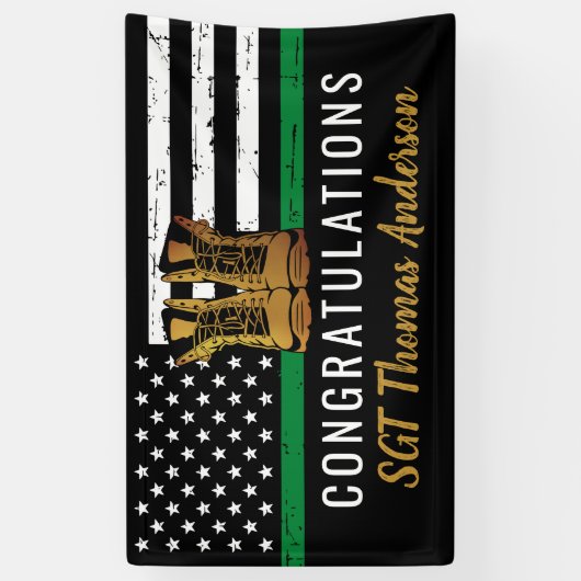 Thin Green Line Custom Army Militaire pensionering Spandoek (Verticaal)