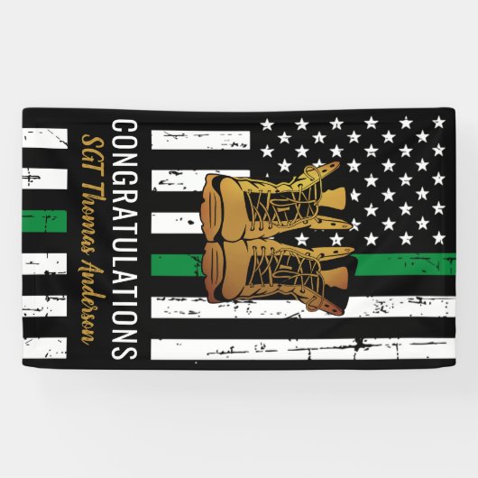 Thin Green Line Custom Army Retirement Spandoek (Horizontaal)
