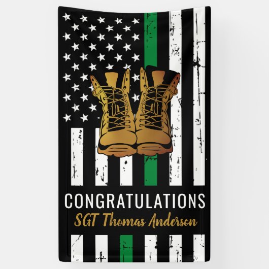Thin Green Line Custom Army Retirement Spandoek (Verticaal)