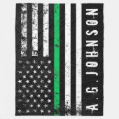 Thin Green Line Disted American Flag Full Fleece Deken (Voorkant)