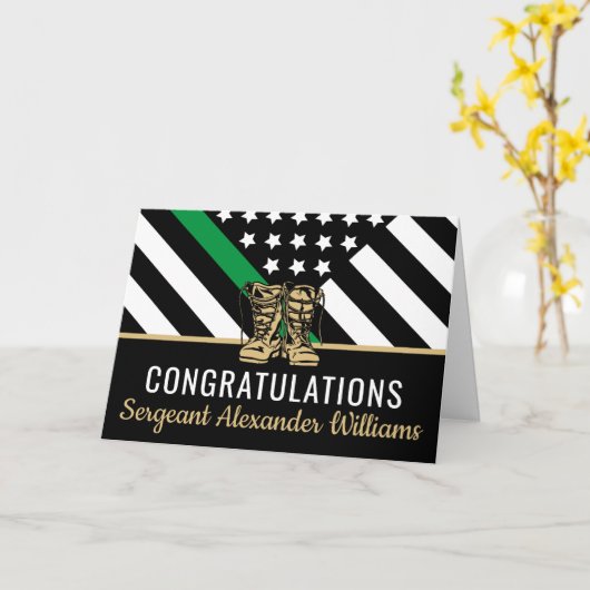 Thin Green Line Flag Army Militaire pensionering Kaart (Gele Bloem)