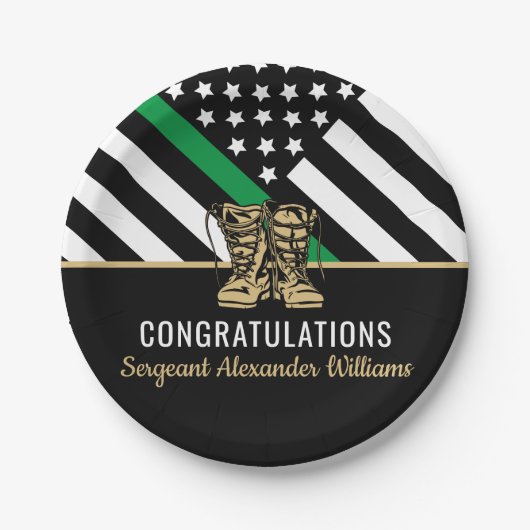 Thin Green Line Flag Army Militaire pensionering Papieren Bordje (Voorkant)