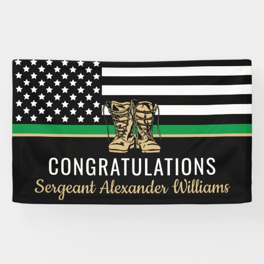 Thin Green Line Flag Army Militaire pensionering Spandoek (Horizontaal)