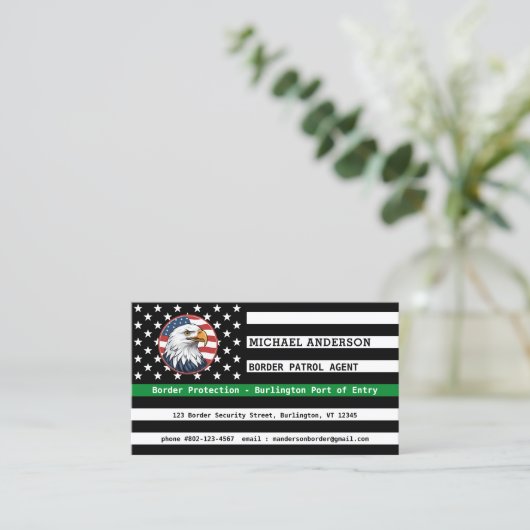 Thin Green Line Flag Custom Border Patrol Agent Visitekaartje (Staand voorkant)