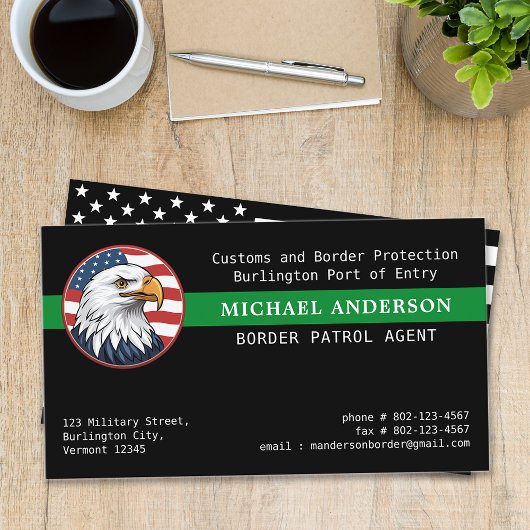 Thin Green Line Flag Custom Logo Border Patrol Visitekaartje