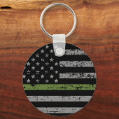 Thin Green Line Flag Militaire Steun Sleutelhanger (Voorkant)