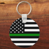 Thin Green Line Militaire en Veteranen Amerikaanse Sleutelhanger (Voorkant)