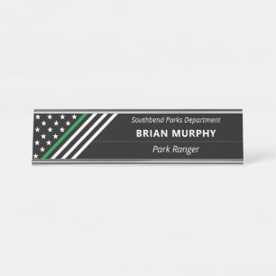 Thin Green Line Militaire Stars Stripes Monogram Bureau Naambordje