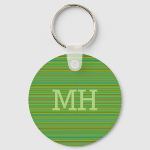 Thin Green Stripes aangepaste monogram sleutelkete Sleutelhanger
