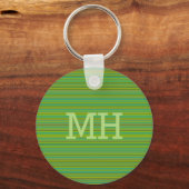 Thin Green Stripes aangepaste monogram sleutelkete Sleutelhanger (Voorkant)