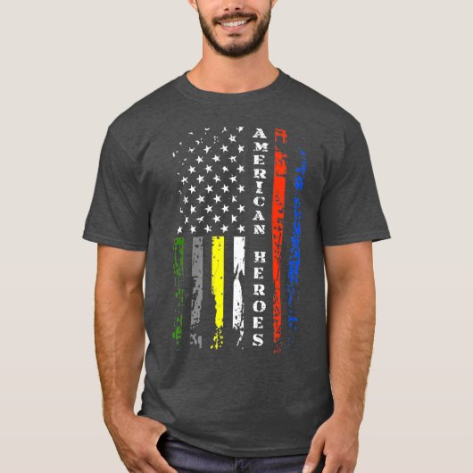 Thin Line First Responder Patriotic American T-shirt (Voorkant)