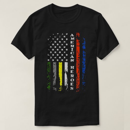 Thin Line First Responder Patriottische Amerikaans T-shirt (Design voorkant)