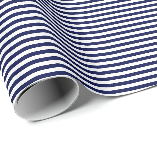 Thin marinesBlue en White Stripes Wrapping Paper Cadeaupapier (Rol Hoek)