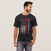 Thin Red Blue Line American Flag Ax Firefighter P T-shirt (Voorkant volledig)