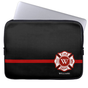 Thin Red Line Aangepast monogram Maltees Kruis Laptop Sleeve