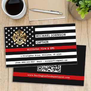 Thin Red Line aangepaste brandweer QR-code Visitekaartje
