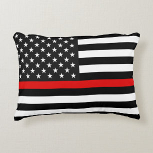Thin Red Line American Flag Accent Kussen