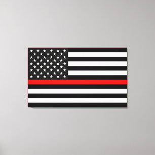 Thin Red Line American Flag Canvas Afdruk