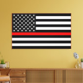 Thin Red Line American Flag Canvas Afdruk (Insitu (Woonkamer))
