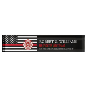 Thin Red Line American Flag Custom Desk Naambordje