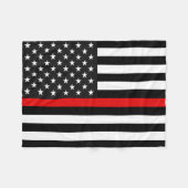 Thin Red Line American Flag Fleece Deken (Voorkant (Horizontaal))