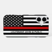 Thin Red Line American Flag iPhone 16 Hoesje (Achterkant horizontaal)