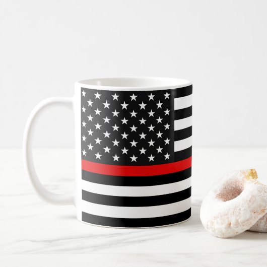 Thin Red Line American Flag Koffiemok (Met donut)
