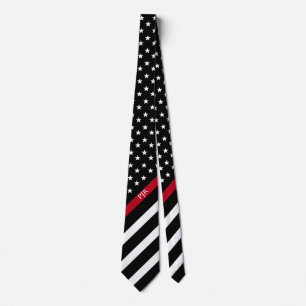 Thin Red Line American Flag Monogram Firefighter Stropdas