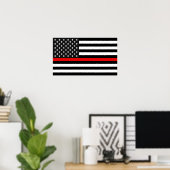 Thin Red Line American Flag Poster (Thuiskantoor)