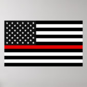 Thin Red Line American Flag Poster (Voorkant)