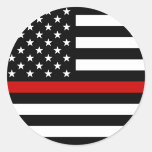 Thin Red Line American Flag Ronde Sticker
