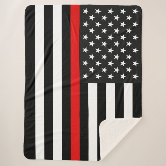 Thin Red Line American Flag Sherpa Deken (Voorkant)