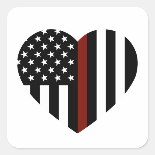 Thin Red Line American Flag Vierkante Sticker (Voorkant)