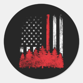 Thin Red Line American Flag Wildland Firefighter Ronde Sticker