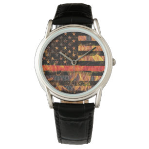 Thin Red Line and Flames Horloge