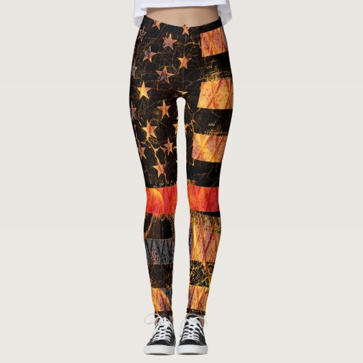 Thin Red Line and Flames Leggings (Voorkant)