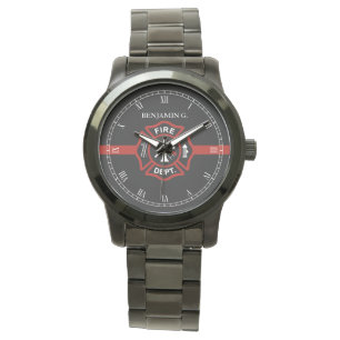 Thin Red Line Custom Name Fire Rescue Service Horloge