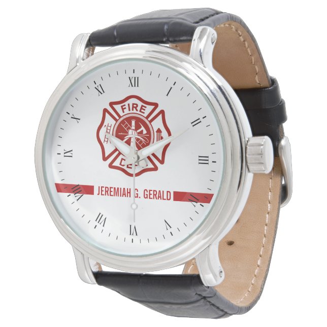 Thin Red Line Custom Name Firefighter Horloge (Gekanteld)