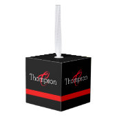 Thin Red Line Custome Monogram kerstversiering Kubus Ornament (Achter hoekig)