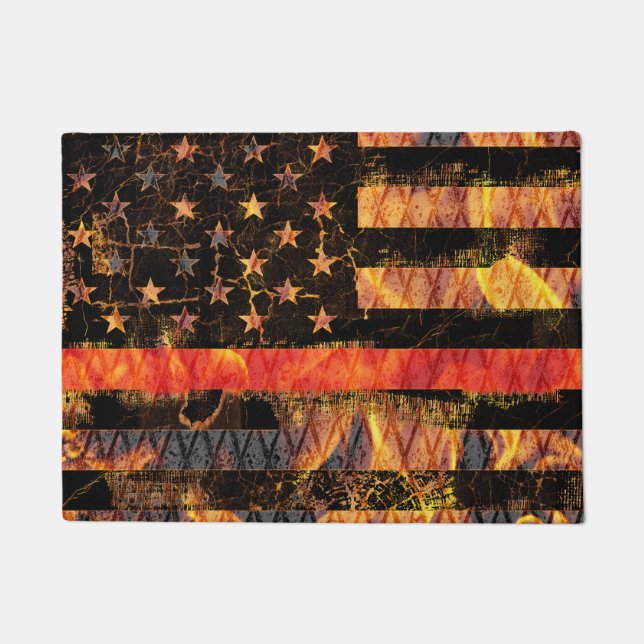 Thin Red Line en Flames Deurmat (Voorkant)