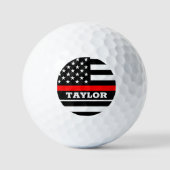 Thin Red Line en Golf USA gepersonaliseerde Firema Golfballen (Voorkant)