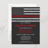 Thin Red Line Fire Academy brandweerdienst Retirem Uitnodiging Briefkaart (Voorkant / Achterkant)